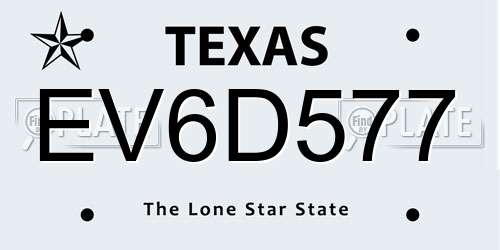 EV6D577 Texas License Plate