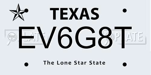EV6G8T Texas License Plate