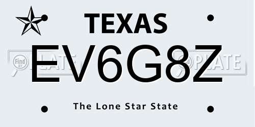 EV6G8Z Texas License Plate