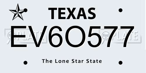 EV6O577 Texas License Plate