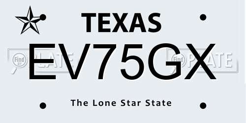 EV75GX Texas License Plate