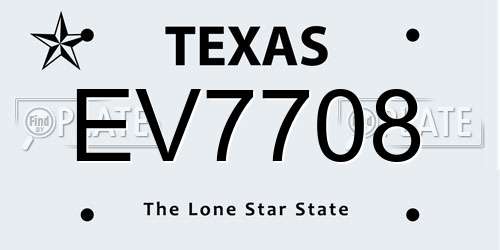EV7708 Texas License Plate