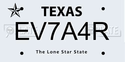 EV7A4R Texas License Plate