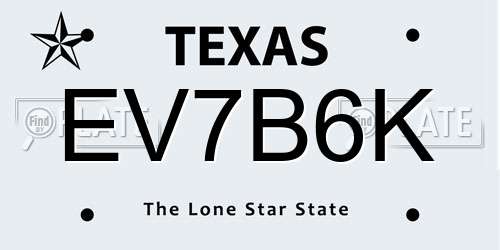 EV7B6K Texas License Plate