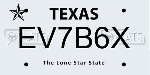 EV7B6X Texas License Plate