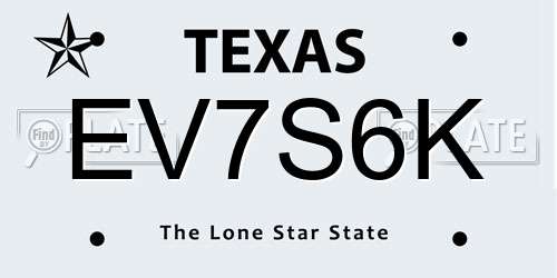 EV7S6K Texas License Plate
