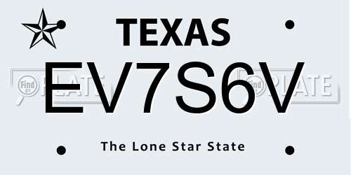 EV7S6V Texas License Plate