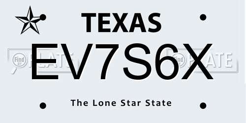 EV7S6X Texas License Plate