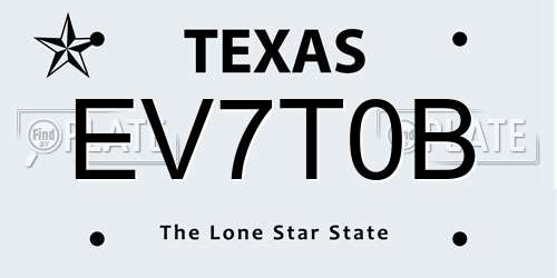 EV7T0B Texas License Plate