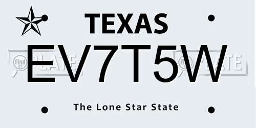 EV7T5W Texas License Plate