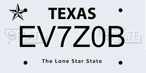 EV7Z0B Texas License Plate