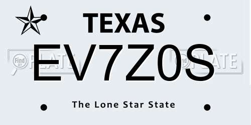 EV7Z0S Texas License Plate