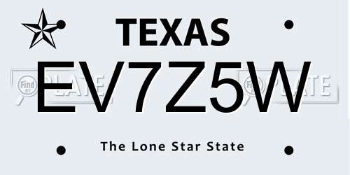 EV7Z5W Texas License Plate