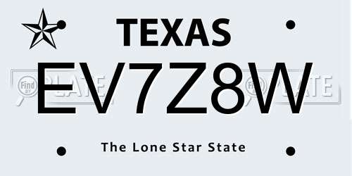 EV7Z8W Texas License Plate