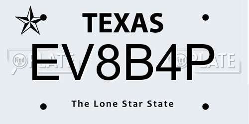 EV8B4P Texas License Plate