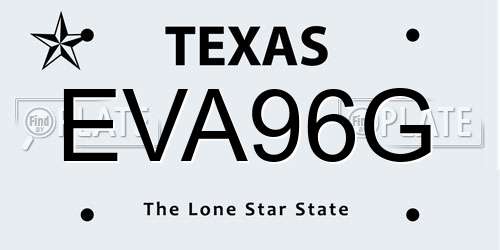 EVA96G Texas License Plate