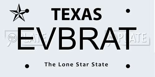 EVBRAT Texas License Plate