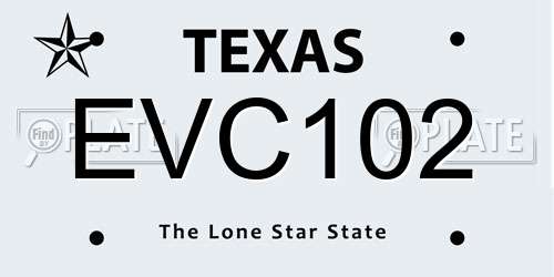EVC102 Texas License Plate