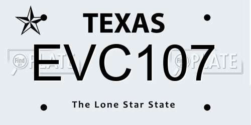 EVC107 Texas License Plate
