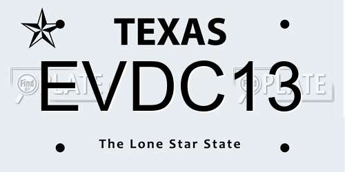 EVDC13 Texas License Plate