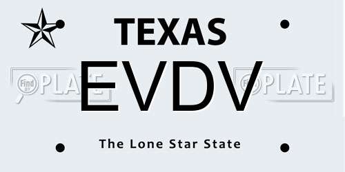 EVDV Texas License Plate