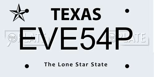 EVE54P Texas License Plate