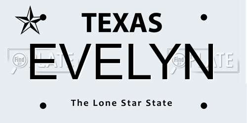 EVELYN Texas License Plate