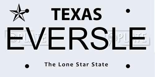 EVERSLE Texas License Plate