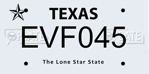 EVF045 Texas License Plate