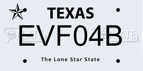EVF04B Texas License Plate