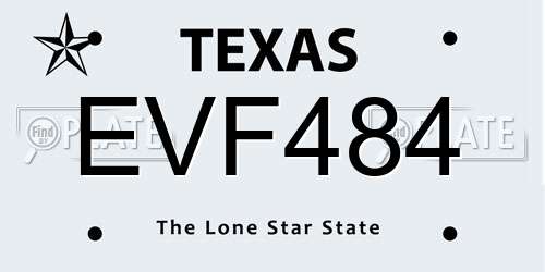 EVF484 Texas License Plate