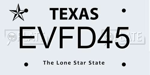 EVFD45 Texas License Plate