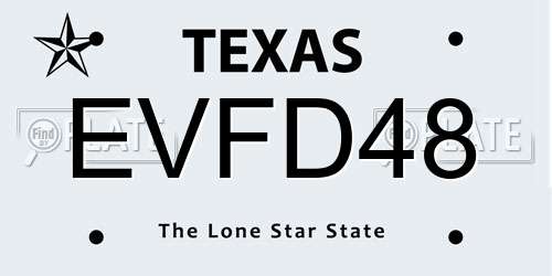 EVFD48 Texas License Plate