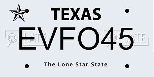 EVFO45 Texas License Plate