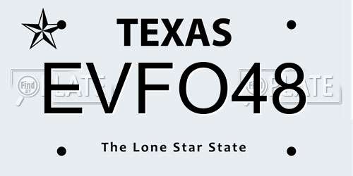 EVFO48 Texas License Plate