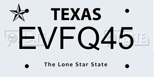 EVFQ45 Texas License Plate