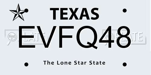 EVFQ48 Texas License Plate