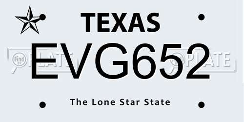 EVG652 Texas License Plate