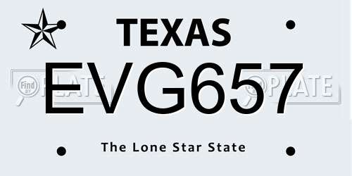 EVG657 Texas License Plate