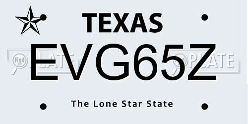 EVG65Z Texas License Plate