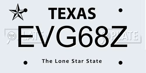 EVG68Z Texas License Plate
