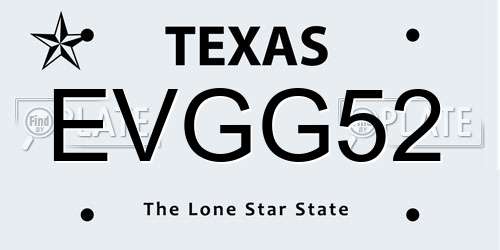 EVGG52 Texas License Plate