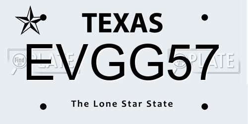 EVGG57 Texas License Plate