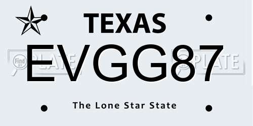 EVGG87 Texas License Plate