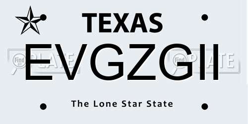 EVGZGII Texas License Plate