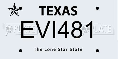 EVI481 Texas License Plate