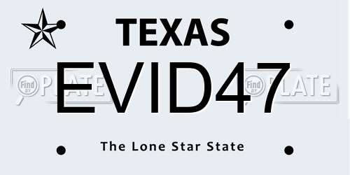 EVID47 Texas License Plate