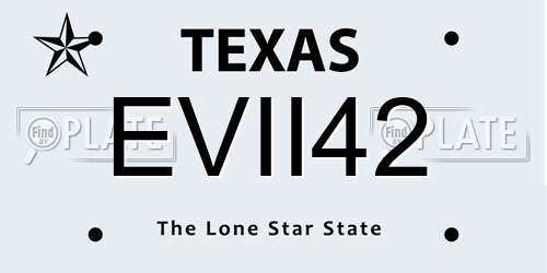 EVII42 Texas License Plate