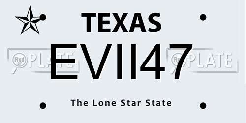 EVII47 Texas License Plate