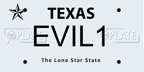 EVIL1 Texas License Plate